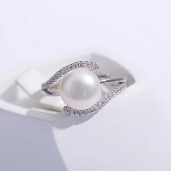 2019 Parduoti Prekės ženklą, Dizainą, Originali 925 Sterlingas Sidabro Žiedas Papuošalų Pearl, 9-10mm Gėlavandenių Perlų Žiedas