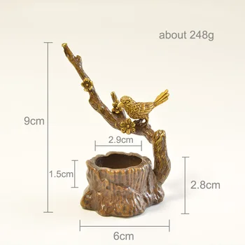 Antikvariniai Bronzos Slyvų Medį Šarka Paukščių Statula Miniatiūriniai Darbastalio Apdaila Ornamentu Gryno Vario Kinijos Klasikinės Smilkalų Degiklis