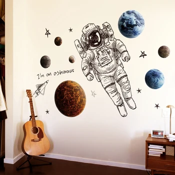 Šiaurės Astronautas Sienų Lipdukai kosmoso Planetos Dekoratyviniai Lipdukai, Vaikų Kambarys Kūdikiui, Darželio Sienos Lipdukai Namų Dekoro Galaxy PVC