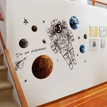 Šiaurės Astronautas Sienų Lipdukai kosmoso Planetos Dekoratyviniai Lipdukai, Vaikų Kambarys Kūdikiui, Darželio Sienos Lipdukai Namų Dekoro Galaxy PVC