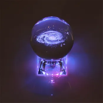 3D Graviruotas Galaxy saulės sistemos Kristalų lempos naktį šviesos šviesos Amatų Stiklo apvalus Rutulys Namų biuro stalo Dekoro lemputė Dovanų