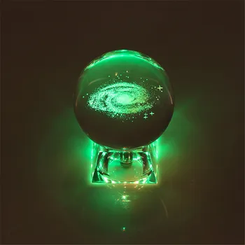 3D Graviruotas Galaxy saulės sistemos Kristalų lempos naktį šviesos šviesos Amatų Stiklo apvalus Rutulys Namų biuro stalo Dekoro lemputė Dovanų