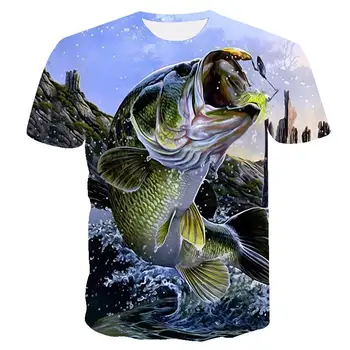 2020 Juokingi Žvejybos T-shirt Vasaros Žuvų 3d Spausdinimo marškinėliai Vyrams, Moterims, Hip-Hop Streetwear Mados Gyvūnų Viršūnes Tee 3d Žuvies marškinėliai