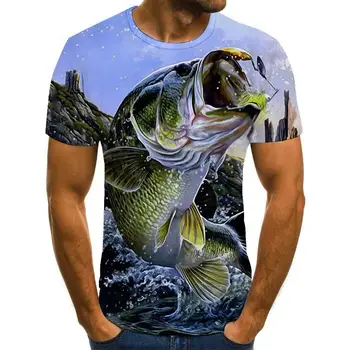 2020 Juokingi Žvejybos T-shirt Vasaros Žuvų 3d Spausdinimo marškinėliai Vyrams, Moterims, Hip-Hop Streetwear Mados Gyvūnų Viršūnes Tee 3d Žuvies marškinėliai