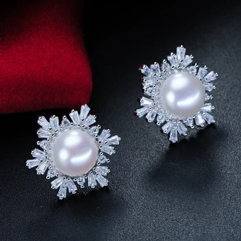 ZHBORUINI Mados Auskarai Aukštos Kokybės Natūralių Gėlavandenių Perlų Snaigės 925 Sterling Silver Pearl Papuošalai Moterims
