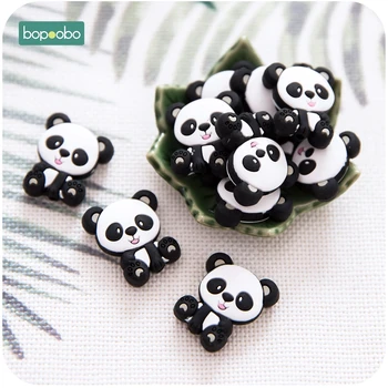 Bopoobo 5pc Maisto kokybės Silikono Panda Karoliukai Bpa Free Silikono Teether Kūdikiui Kramtyti, 