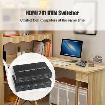 2 Port HDMI KVM Switch Paramos 4K UHD Office Rūpintis Kompiuterių Reikmenys Dalintis Monitoriaus, Klaviatūros, Pelės, Spausdintuvo