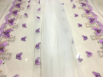 Naujas Dvišalių Padėties nustatymo Išsiuvinėti Nėriniai Akių Audinio 3D Drugelis Gėlių Sijonas Vestuvių Suknelė Vaikų Drabužių Audinio RS2661