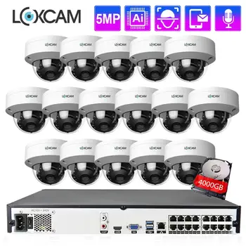 LOXCAM H. 265+ 16CH 4K POE NVR Komplektas, 5MP VAIZDO stebėjimo Sistema, 5MP Garso Patalpų Lauko VandalProof Apsaugos, IP Kameros Vaizdo Stebėjimo komplektas