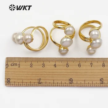 WT-R311 Mados Dizaino Naujos gėlavandenių Perlų Žiedas reguliuojamas Žiedai Elegantiška ovalo formos Baltas Papuošalai Moterims, Papuošalai