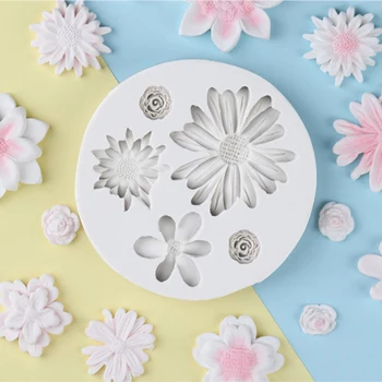 Daisy & Gėlių Silikono Formų Minkštas Pyragai Dekoro Įrankių Silikono Formų Sugarcraft Šokoladas, Kepimo Įrankiai Pyragai Gumpaste Forma