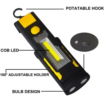 Nešiojamų prožektorius LED Žibintuvėlis USB Darbo Žibintas Įkraunamas Magnetiniu Kabinti Kablys Žibinto Kempingas Automobilio Remonto Juostoje Šviesos Fakelas