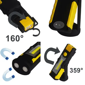 Nešiojamų prožektorius LED Žibintuvėlis USB Darbo Žibintas Įkraunamas Magnetiniu Kabinti Kablys Žibinto Kempingas Automobilio Remonto Juostoje Šviesos Fakelas