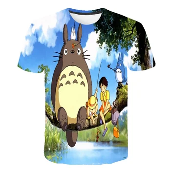 Totoro 3D spausdinimo vaikiški marškinėliai kūdikių, mergaičių drabužiai Studio Ghibli Kawaii camisetas Hayao Miyazaki Juokingas Animacinių filmų marškinėliai Mielas Viršūnės