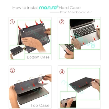 Marmuro Modelis Sunku Laptop Case For MacBook Air 11 13 colių 