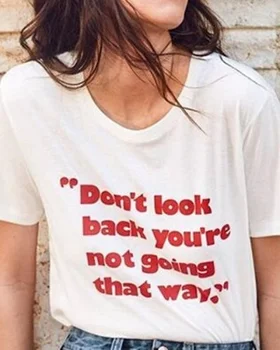 HAHAYULE Don ' t Look Back nesate Vyksta, Kad Taip Raudonųjų Raidžių Atspausdinta Marškinėliai Vyras Moteris Mados Gatvės Stiliaus Tee Marškinėliai