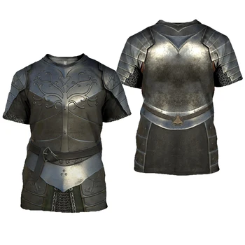 Graikijos Viduramžių Šarvai 3D atspausdintas marškinėliai Harajuku vasaros Trumpas rankovės marškinėliai Riterių gatvė Atsitiktinis Unisex marškinėliai Topai DW0045