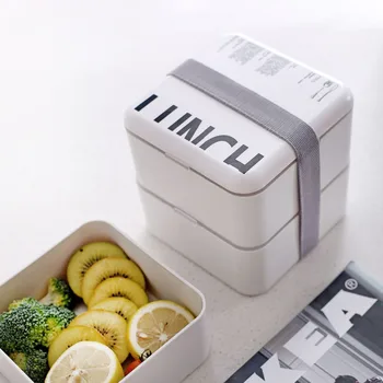 ONEUP Priešpiečių Dėžutė Kvadratinė 2Layer Nešiojamų Bento Box Išskirtinį Modelį Sandarus Maisto Konteinerių Iškylą Biuro Darbuotojas, Studentas