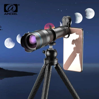 APEXEL 28X 36X 60X Teleskopas Zoom Telefono Kameros Objektyvo Artinimo Objektyvas + Ištraukiamas Trikojis 