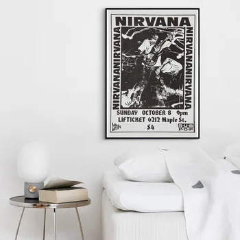 Nirvana/Omaha Lifticket Lounge Koncerto Plakatas (Pagrindiniai Venų, 1989 M.), Retas Muzikos Plakatas Namų Dekoro Sienos Menas Drobė Spausdinti