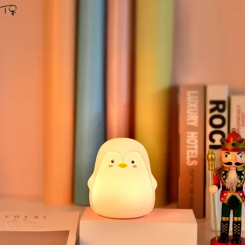 Gyvūnų Silikono Mielas Pingvinas Naktį LED Šviesos su USB Įkrovimo Baterija (akumuliatorius Paglostyti Jungiklis Gimtadienio Dovana Akims Apsaugoti Naktiniai Salonas