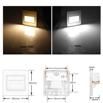 2W Naktį Šviesos Protingas Lempos PIR Judesio Detektorius, Jutiklis LED Laiptų Šviesos Embedded Žingsnis Lempos Kopėčių Sienos Lempos Virtuvės Fojė