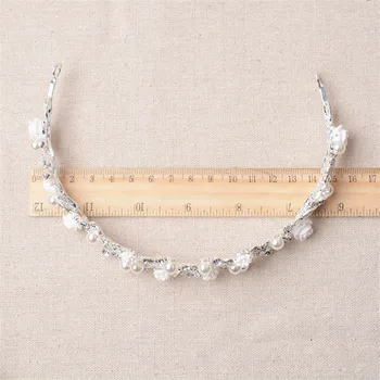 CC rožančiai ir karūnos hairband kristalų, perlų vestuvių tiara paprastas dizainas vestuvių plaukų aksesuarai nuotaka romantiška papuošalai HG316
