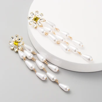 2020 m. Pavasario ir Vasaros kurti Naujų Crystal Pearl Pareiškimą Kutas Auskarai Moteris Elegantiškas Gėlių priedai veltiniams, vilna Vestuvių Vestuvių Auskarai