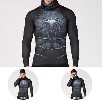 Karšto pardavimo Mados Vyrų Aukštos Apykaklės Atvartas Apatiniai 3D Atspausdintas Suspaudimo marškinėliai Supermeno Kostiumu Komiksų Superherojus Vyrų Viršūnės