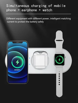 Grma 15W Mag Magnetinio 3 In 1 Belaidis Kroviklis, Skirtas Apple iPhone 12 Mini Pro 11 X XS Max Qi 3.0 Apmokestinimo AirPods Pro Žiūrėti