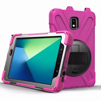 Case For Samsung Galaxy Tab Aktyvios 2 8.0 T390 T395 SM-T395 8.0 colių Tablet Sunkiųjų Silikono Sunku Padengti Kaklo Dirželis rankai