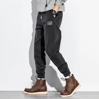 Rudenį Naujai Mados Vyrų Džinsai Aukštos Kokybės Palaidi Tinka Atsitiktinis Krovinių Kelnės Japonijos Derliaus Dizaineris Streetwear Hip-Hop Poilsiu
