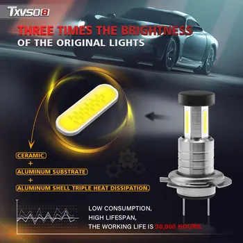 2vnt H7 LED Žibintų Lemputės 55W 30000LM LED Auto Lemputė H7 Hi/Lo Šviesos Konversijos Gaubliai Lemputės 6000K, priekinių Žibintų šviesos Pluošto Rinkinį