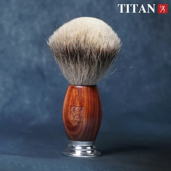 Titan skutimosi plaukų kirpėjas teptuku barsukas barzda rinkinys, teptukai natūralaus medžio rankena silvertip dovana