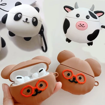 Už Airpods Pro 3D Mielas Kawaii Animacinių filmų Panda Pieninių Karvių Atveju 