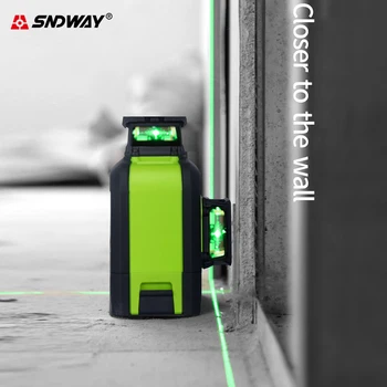 Sndway Didelio tikslumo žalias lazeris lygis 12 linijos 3d lazer level savaime išsilyginantis lazerio lygio 360 Vertikalus ir Horizontalus niveliavimo