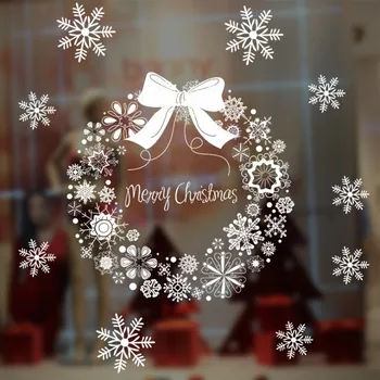 2021 Kalėdinė Dekoracija Klijai-nemokamai Vandeniui Girliandą Stiklo, PVC Elektrostatinės Langas Didelis Snow Flake Siena Lipdukas Navidad Noel