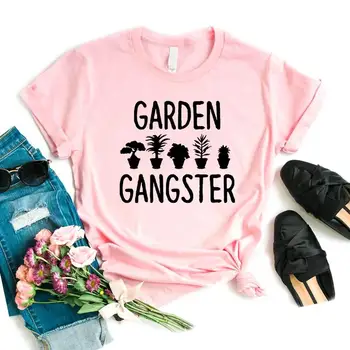 Sodo Gangsteris gėlių Spausdinti Moterų marškinėlius Medvilnės Atsitiktinis Juokingi marškinėliai Už Yong Panele, Mergina, Viršuje Tee 6 Spalvų Lašas Laivas NA-421