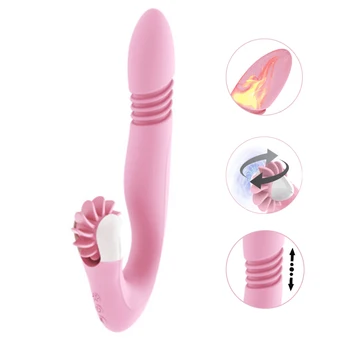 Šildymo Teleskopinis Dildo Klitorio Vibratorius G Taško Stimuliacija Liežuviu Lyžis Makšties Massager Minkštas Oralinio Sekso Žaislai Suaugusiems Moteris
