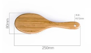 250mm Bambuko Medinės Šukos Galvos Oro Masažas Plaukų Priežiūra Anti-Static Medžiaga Pagalvėlė Plaukų Plieno Adata Teptukas, Kirpyklų Įrankiai