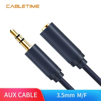 Cabletime 3.5 mm Audio Išplėtimo Stereo Kabelis M/M AUX Ausinių Laido Adapteris, Skirtas 