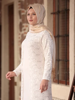 Plus Size Hijab vakarinę Suknelę Baltos Spalvos Vestuvinis Kvietimas Ypatingą Dieną Abaja Aukštos Kokybės, Pagamintas Turkijoje
