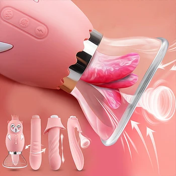 Čiulpti vibratorius Oralinis Seksas Krūties Klitorį Stimuliuoja G-spot Moterų Masturbacija Teleskopinis Sūpynės Vibratorių Sekso Žaislai Moterims