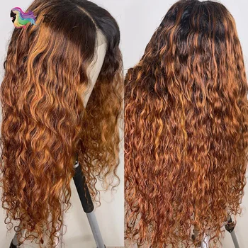 Ombre Giliai banga 13*1 žmogaus plaukų perukas dalis nėriniai perukas 1b30 rudos spalvos Brazilijos Remy plaukų juodosios Moterų Glueless perukai kūdikio plaukų