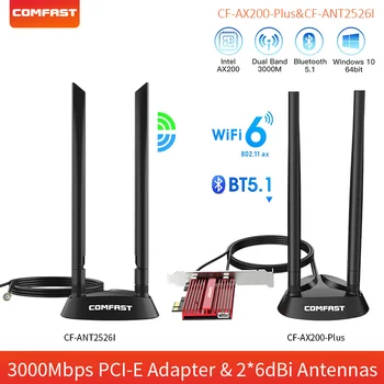 3000Mbps WiFi 6 Adapteris bevielio AX200NGW PCI-E Bluetooth 5.1 Dual Band Wifi Tinklo PCIe Kortelės Adapterį 2.4 G/5G 802.11 ax PC