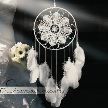 Nėrinių gėlių rankų darbo dream catcher su baltos plunksnos Sienos kabo dekoro amatų ornamentu dreamcatcher dovana