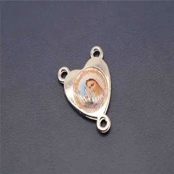 Katalikų dvipusis Maria piktogramą rožinio centras medalis didmeninė, rožinio apyrankę centras karoliai centras medalis.100vnt