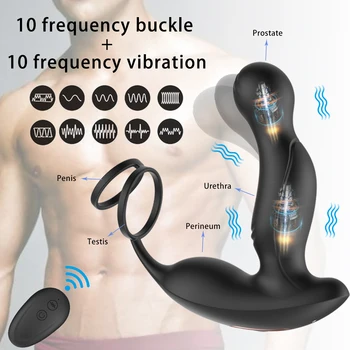 Sextoy Silikono Plug Energingas Prostatos Massager Vibrator Dvigubo Variklio Butt Plug Belaidžio Nuotolinio Valdymo Atidėti Ejakuliacija Žiedas Sextoy Gėjų