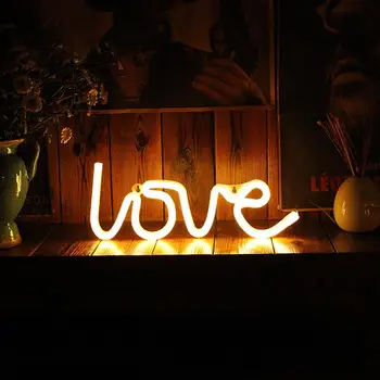 Romantiška MEILĖS Laiškus LED Nakties Šviesos Baterija Namų Dekoro Vestuvių Valentino Diena Apdailos Neoninės Lempos Naktį Žibintai