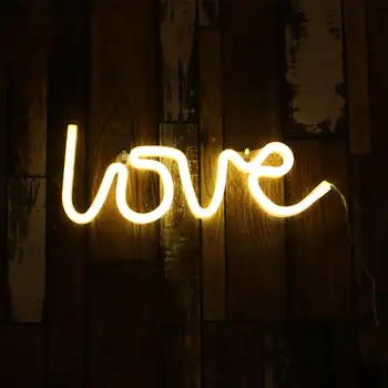 Romantiška MEILĖS Laiškus LED Nakties Šviesos Baterija Namų Dekoro Vestuvių Valentino Diena Apdailos Neoninės Lempos Naktį Žibintai